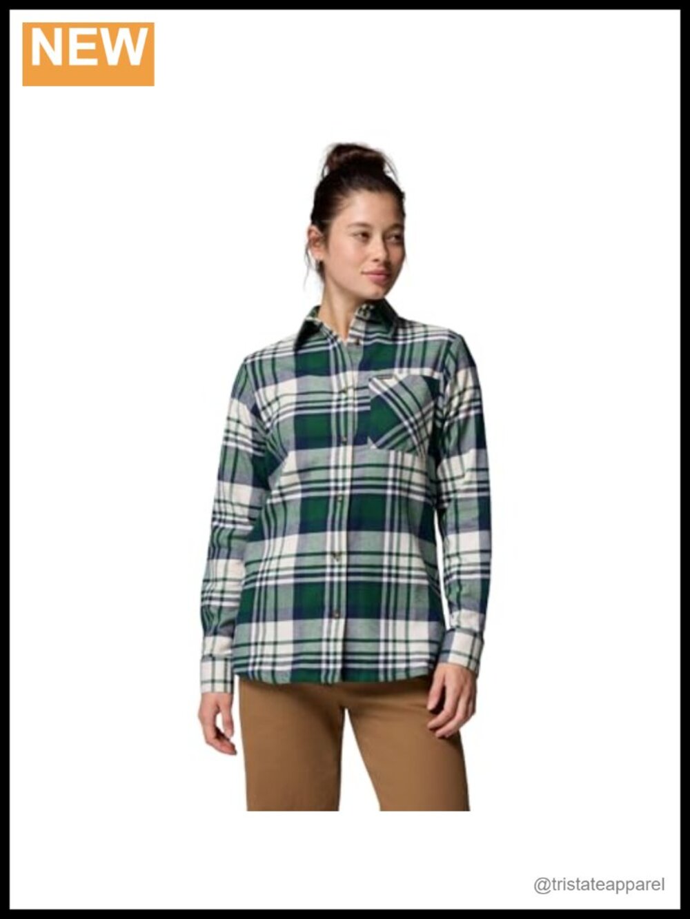 Columbia Women's Long Sleeve Plaid Button Down Shirt Cotton Stretch Regular Fit